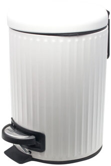 Pedaalemmer - 3 liter - RVS - wit - 16x26 cm