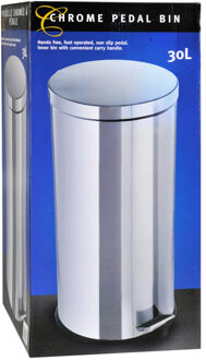 Pedaalemmer 30 Liter, Chroom Zilverkleurig