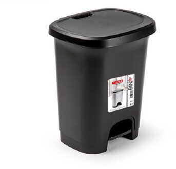 Pedaalemmer - 8L - zwart - kunststof - 25 x 21 x 30 cm