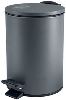 Pedaalemmer Cannes - donkergrijs - 3 liter - metaal - L17 x H25 cm - soft-close - toilet/badkamer - Pedaalemmer