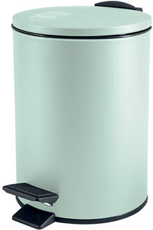 Pedaalemmer Cannes - mintgroen - 3 liter - metaal - L17 x H25 cm - soft-close - toilet/badkamer - Pedaalemmers