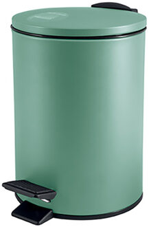 Pedaalemmer Cannes - salie groen - 3 liter - metaal - L17 x H25 cm - soft-close - toilet/badkamer - Pedaalemmer