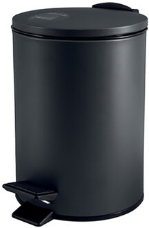 Pedaalemmer Cannes - zwart - 3L - metaal -17x25cm- soft-close - Pedaalemmers