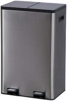 Pedaalemmer Duo Gunmetal - 60L - Metaal - Grijs - 35.7x46.9x71.5 Cm