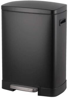 Pedaalemmer Duo Paco - - 25 + 15 Liter - 64,5 Cm - Metaal - Zwart - 47.5x64.5x39 Cm