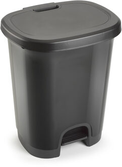 Pedaalemmer - grijs - kunststof - 27L - 45 cm - afvalemmers/vuilnisemmers