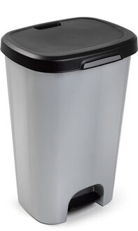 Pedaalemmer - grijs - vuilnisbak met deksel - 50 liter