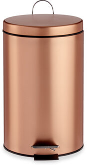 Pedaalemmer - koperkleurig - metaal - 12 liter - Pedaalemmers Bruin