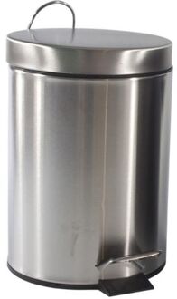 Pedaalemmer/prullenbakje 3 liter RVS D21 x H30 cm zilver - Pedaalemmers Zilverkleurig