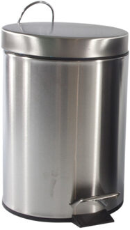 Pedaalemmer/prullenbakje 3 liter RVS D21 x H30 cm zilver