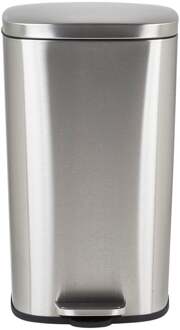 Pedaalemmer rechthoek - zilver - 30 liter