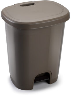 Pedaalemmer - taupe - kunststof - 27L - 45 cm - afvalemmers/vuilnisemmers