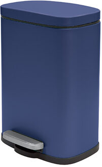 Pedaalemmer Venice - donkerblauw - 5 liter - metaal - L21 x H30 cm - soft-close - toilet/badkamer - Pedaalemmer