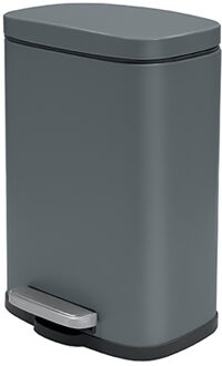 Pedaalemmer Venice - donkergrijs - 5L - metaal - 21x30 cm - soft-close - Pedaalemmers