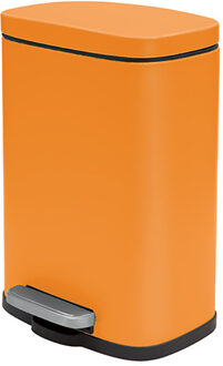 Pedaalemmer Venice - oranje - 5 liter - metaal - L21 x H30 cm - soft-close - toilet/badkamer - Pedaalemmers