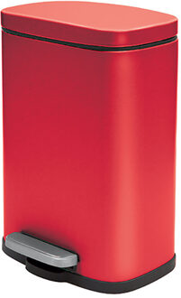 Pedaalemmer Venice - rood - 5 liter - metaal - L21 x H30 cm - soft-close - toilet/badkamer - Pedaalemmers