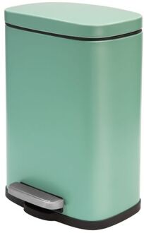 Pedaalemmer Venice - salie groen - 5 liter - metaal - L21 x H30 cm - soft-close - toilet/badkamer - Pedaalemmer