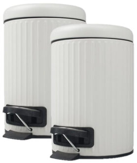 Pedaalemmer/vuilnisbak - 2x - wit - 3 liter