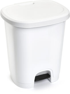 Pedaalemmer - wit - 18 liter - 33x28x40 cm - kunststof - prullenbak