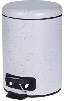 Pedaalemmer - wit met gouden spikkels - rond - 3 l - 17 x 25 cm