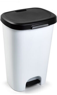 Pedaalemmer - wit - vuilnisbak met deksel - 50 l