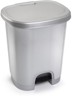 Pedaalemmer - zilver - 18 liter - 33x28x40 cm - kunststof - prullenbak