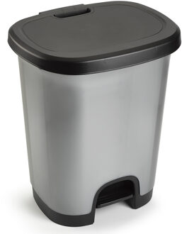 Pedaalemmer - zilver/zwart - 18 liter - 33 x 28 x 40 cm - kunststof
