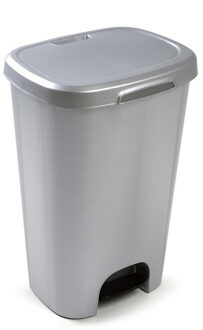 Pedaalemmer - zilverkleurig - 50L - prullenbak - 41 x 36 x 63,5 cm