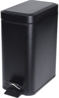 Pedaalemmer - zwart - 5 liter - metaal - 25 x 14 x 29 cm - vuilnisbak - voor badkamer en toilet