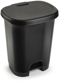Pedaalemmer - zwart - kunststof - 27L - 45 cm - afvalemmers/vuilnisemmers