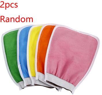 Peeling Exfoliërende Handschoenen Douche Body Borstel Vingers Badhanddoek Peeling Mitt Body Scrub Handschoenen Bad Spons Spa Schuim Douche 2stk Random2