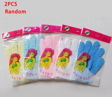 Peeling Exfoliërende Handschoenen Douche Body Borstel Vingers Badhanddoek Peeling Mitt Body Scrub Handschoenen Bad Spons Spa Schuim Douche 2stk willekeurig