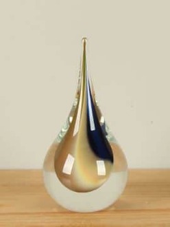 Pegel glas blauw/geel/wit, 21 cm