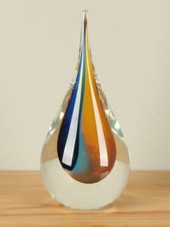 Pegel glas blauw/geel/wit, 25 cm