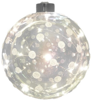 peha 1x Glazen decoratie kerstballen met 20 led lampjes verlichting 12 cm