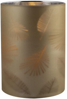 peha 1x stuks luxe led kaarsen in goud bladeren glas D7 x H10 cm - LED kaarsen Goudkleurig