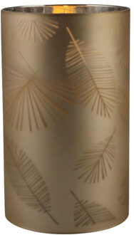 peha 1x stuks luxe led kaarsen in goud bladeren glas D7 x H12,5 cm - LED kaarsen Goudkleurig