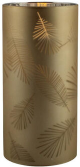 peha 1x stuks luxe led kaarsen in goud bladeren glas D7 x H15 cm