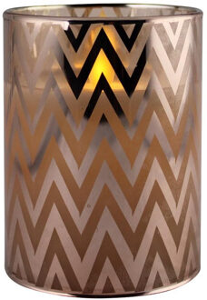 peha 1x stuks luxe led kaarsen in koper glas D7 x H10 cm - LED kaarsen Bruin