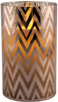peha 1x stuks luxe led kaarsen in koper glas D7 x H12,5 cm - LED kaarsen Bruin