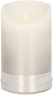 peha 1x Zilver/witte LED kaarsen/stompkaarsen 12,5 cm