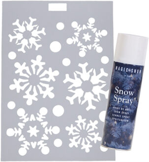 peha Kerst raamsjabloon sneeuwvlokken - vel 21 x 30 cm - incl. sneeuwspray 150 ml