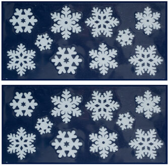 peha Kerst raamstickers - 2x vel - sneeuwvlokken - wit - 23 x 49 cm - raamversiering