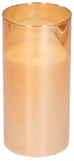 peha Luxe LED kaars/stompkaars in gouden glas 15 cm flakkerend Goudkleurig