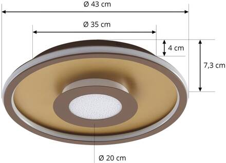 Pekela LED plafondlamp, rond, 43 cm roest, goud, mat, wit