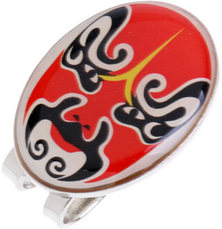 Peking Opera Masker Legering Golfbal Marker met Magnetische Hoed Clip rood