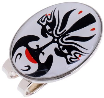 Peking Opera Masker Legering Golfbal Marker met Magnetische Hoed Clip wit