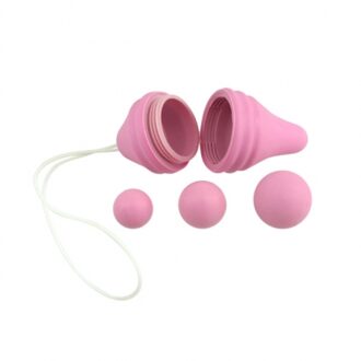 Pelvix – Geribbeld Vaginaal Eitje met Verwisselbare Gewichten voor een Strakke Vagina – 6.5 cm – Roze