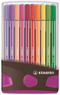 Pen 68 brush, ColorParade, lila-grijze doos, 20 stuks in geassorteerde kleuren Multikleur