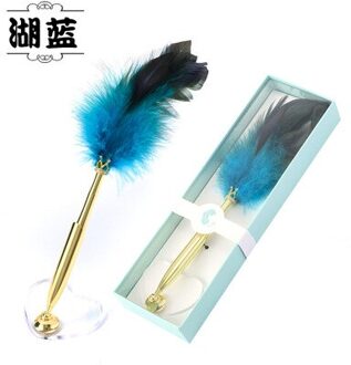Pen Feather Quill Pen Balpen Student Creatieve Bureau Pen Met Pen Houder blauw
